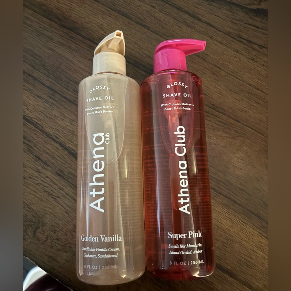 Athena Club Golden Vanilla and Super Pink Shave Oils